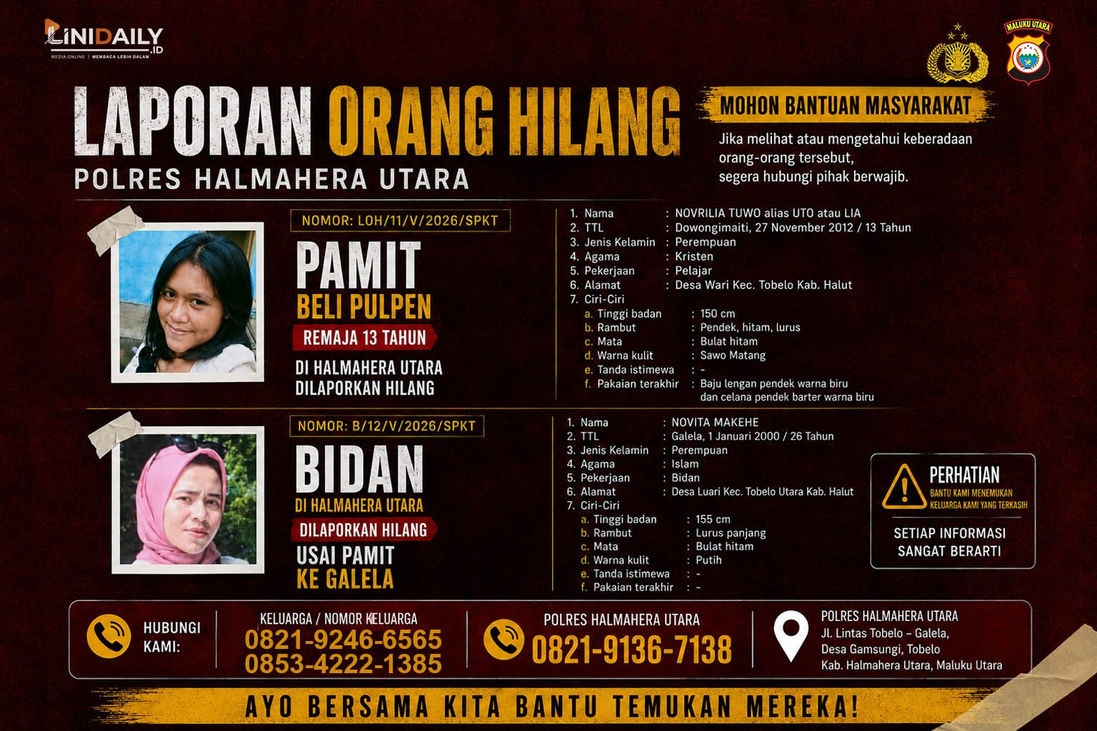Dua Perempuan Hilang Beruntun dalam Kurun Waktu Satu Minggu