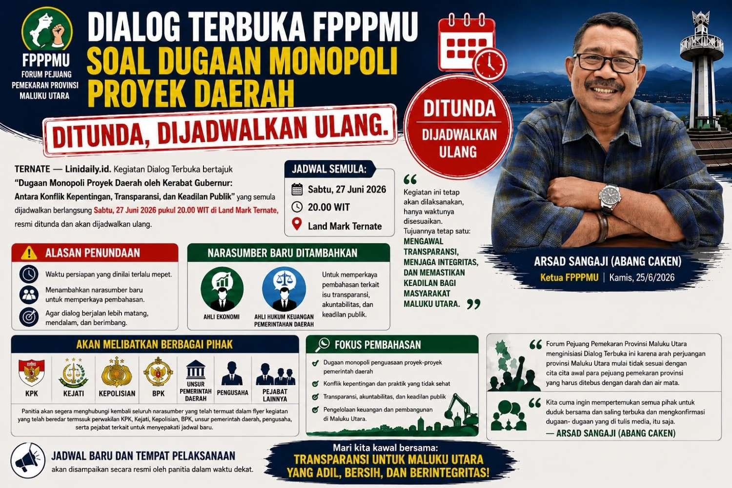 DIALOG TERBUKA FPPPMU SOAL DUGAAN MONOPOLI PROYEK DAERAH DITUNDA, DIJADWALKAN ULANG