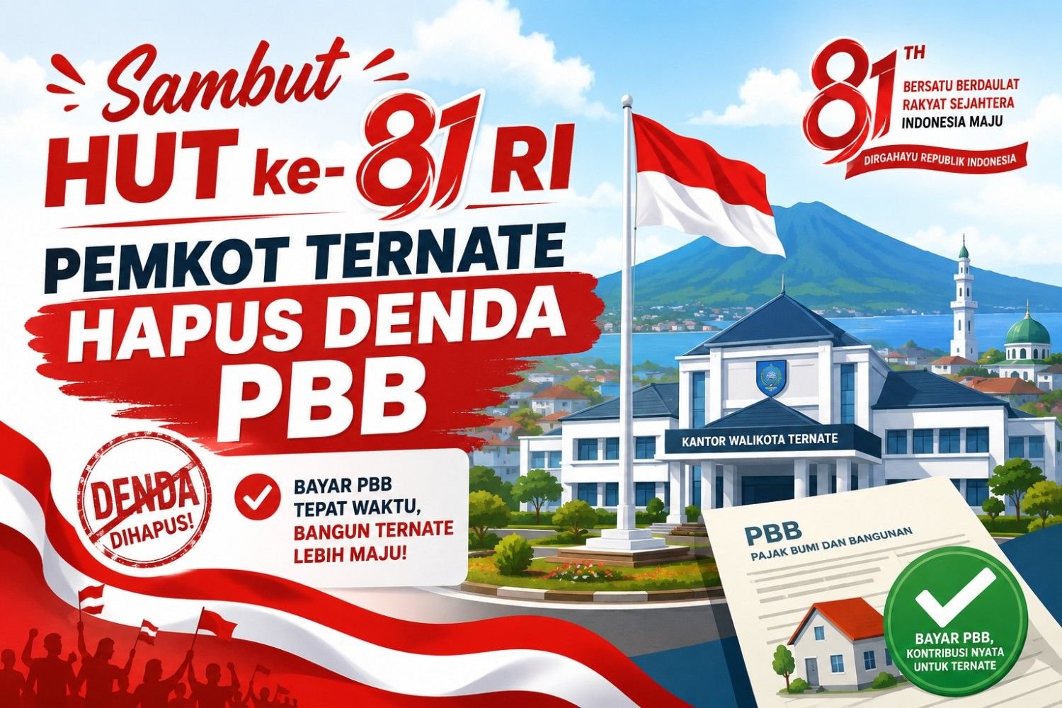 Sambut HUT ke-81 RI, Pemkot Ternate Hapus Denda PBB