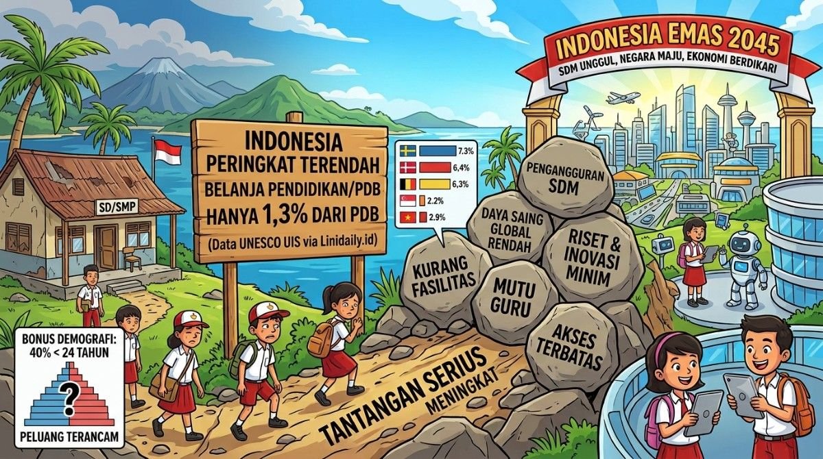 Indonesia Peringkat Terendah dalam Belanja Pendidikan terhadap PDB, Tantangan Serius Menuju Indonesia Emas 2045