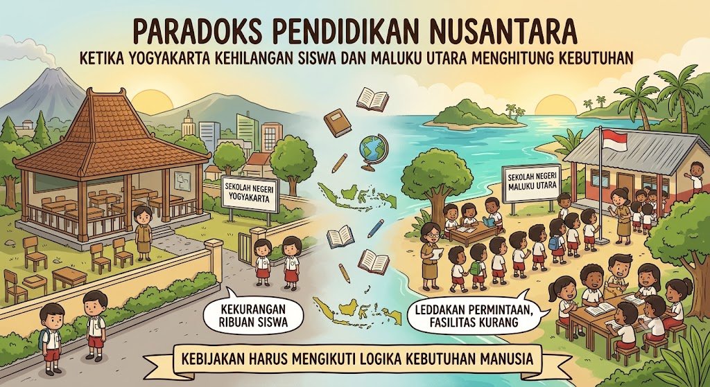 Paradoks Pendidikan Nusantara: Ketika Yogyakarta Kehilangan Siswa dan Maluku Utara Menghitung Kebutuhan