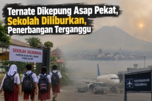 Ternate Dikepung Asap Pekat, Sekolah Diliburkan, Penerbangan Terganggu